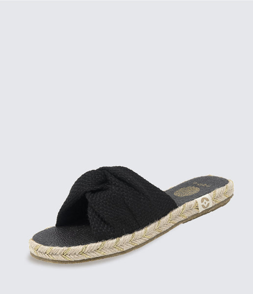 Nalho Slide Sandals Espadrilles with yoga mat comfortable sole black
