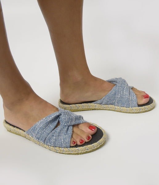 Nalho Slide Sandals Espadrilles with yoga mat comfortable sole blue