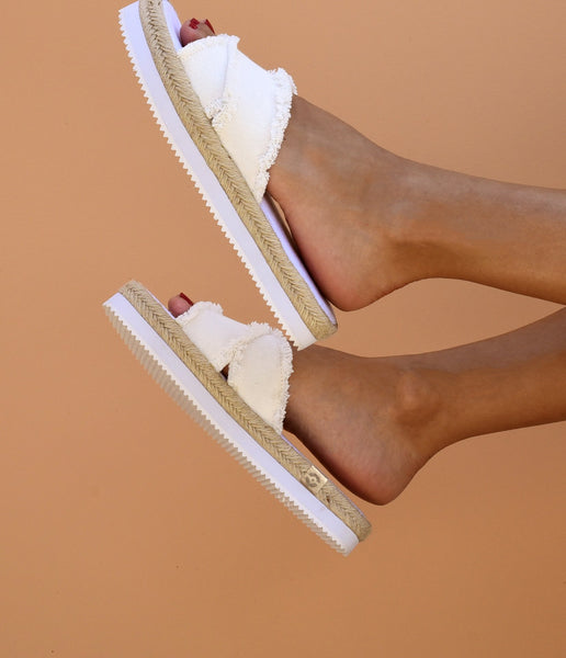Nalho Platform Sandals Espadrilles - Yoga Mat Comfortable Sole White
